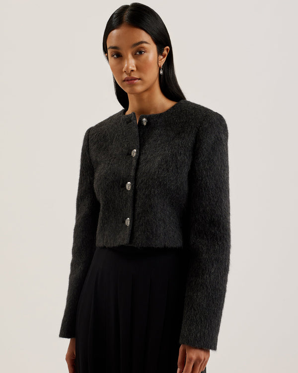 ASTELIA-Outerwear-Cropped Brushed Wool Jacket- Ted Baker Romania